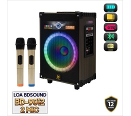 Loa Bluetooth Karaoke BDSOUND BD-9012- Đi kèm 2 Micro chuyên nghiệp- Âm thanh sống động- PASS 30